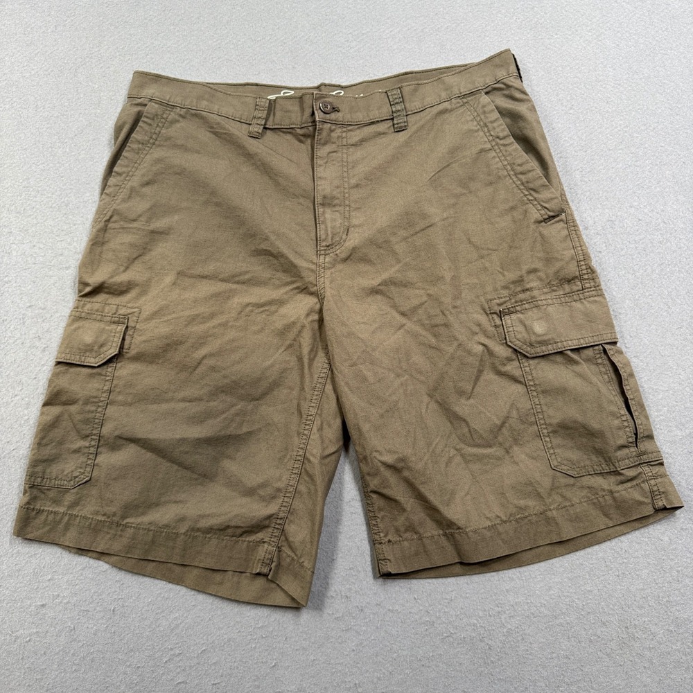 Eddie Bauer Cargo Shorts Men's 38 Brown Relaxed Ripstop Cotton Hiking Utility